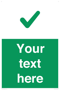 Custom green background, green tick sign